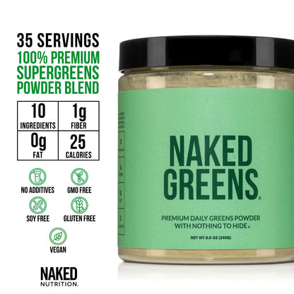 NAKED Super Greens Powder – Organic Greens, 35 Servings, Vegan & Non-GMO