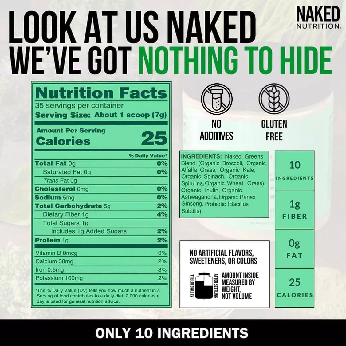 NAKED Super Greens Powder – Organic Greens, 35 Servings, Vegan & Non-GMO