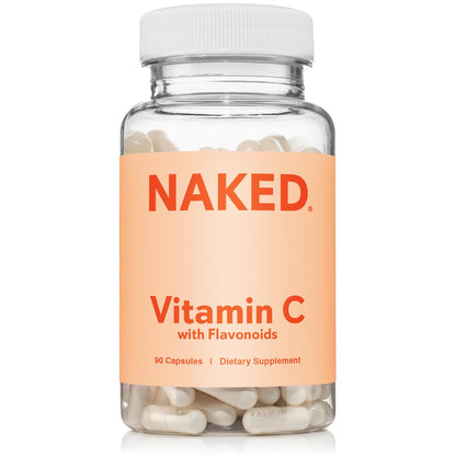 NAKED Vitamin C - 500mg Capsules with Citrus Bioflavonoids | Immune Support, Antioxidant | Made in USA