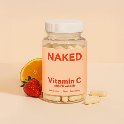 NAKED Vitamin C - 500mg Capsules with Citrus Bioflavonoids | Immune Support, Antioxidant | Made in USA