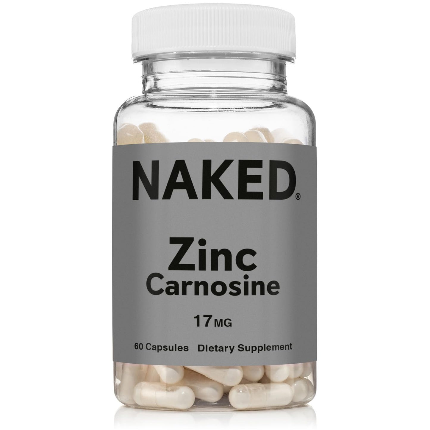 Naked Zinc Carnosine - Gut Lining & Stomach Support, Immune Function | Vegan & Gluten-Free, 17mg, 60 Capsules
