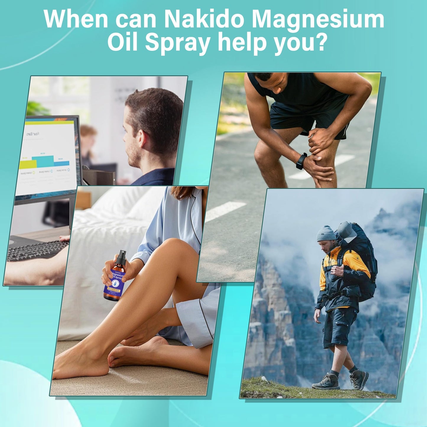 Nakido Magnesium Spray – 100% Pure Dead Sea Magnesium Oil for Sleep & Muscle Relief | 2.0 FL OZ