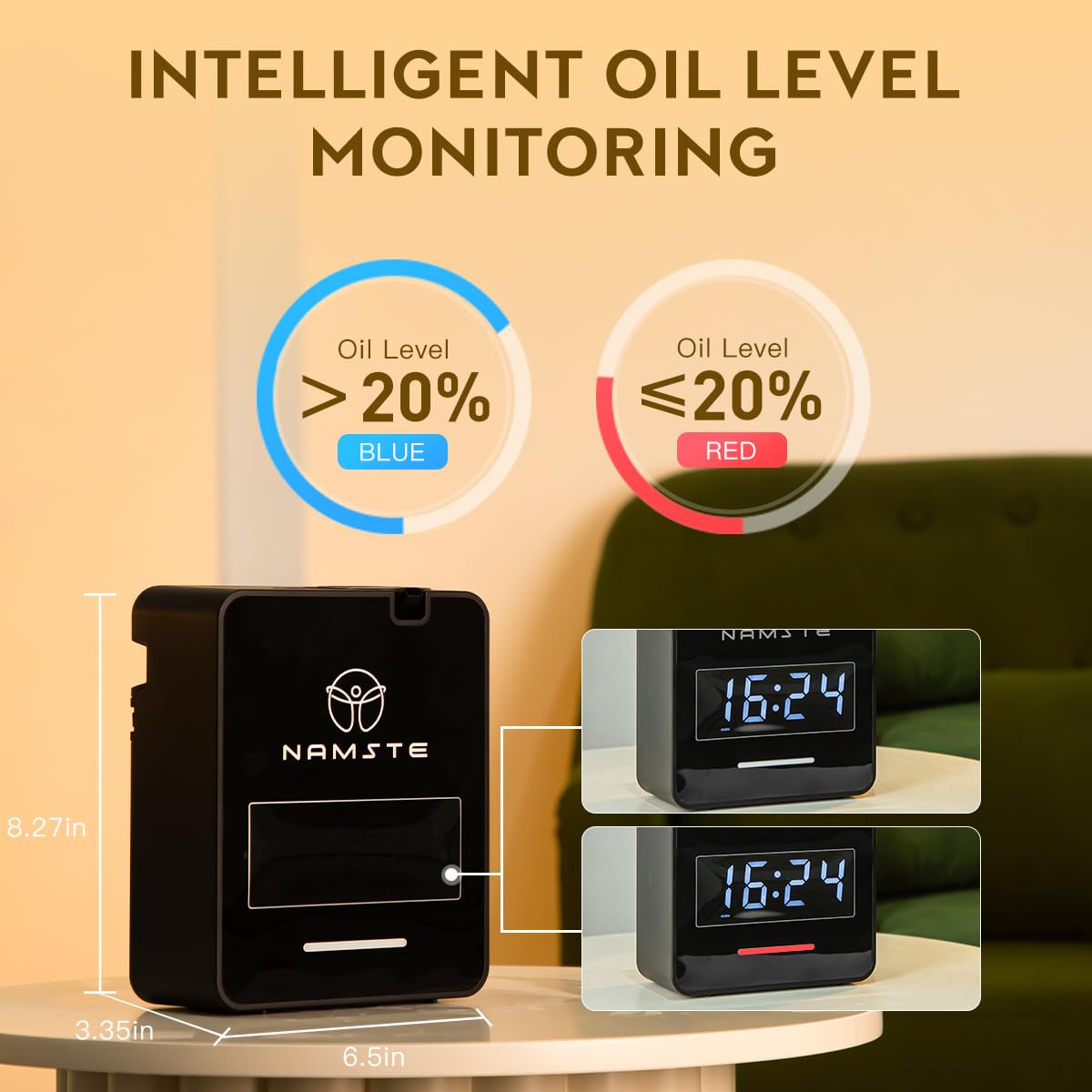 Namste Smart Waterless Diffuser — HVAC Scent Machine with Clock & Bluetooth, 3000 Sq Ft Coverage