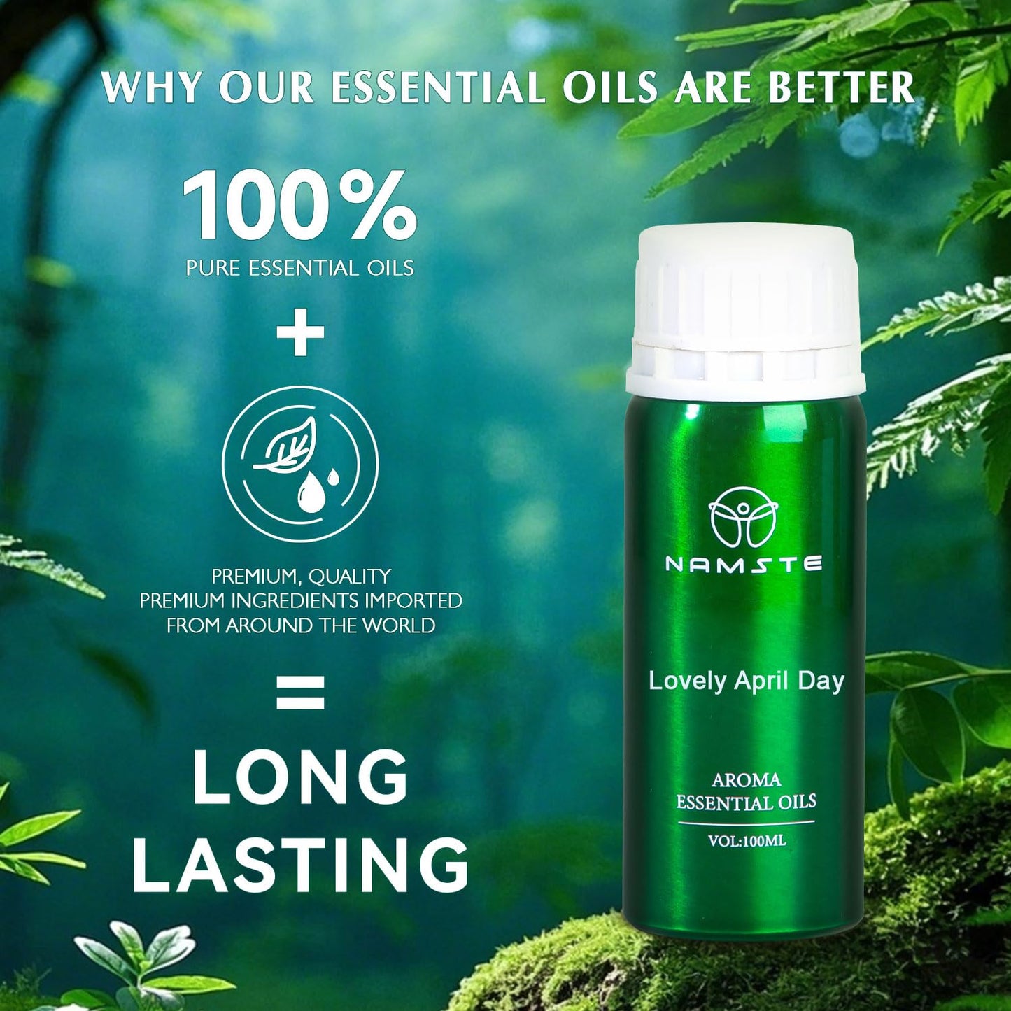 NAMSTE Lovely April Day Essential Oil for Diffusers – Citrus Orange & Lemon, Musk & Cedarwood