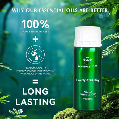 NAMSTE Lovely April Day Essential Oil for Diffusers – Citrus Orange & Lemon, Musk & Cedarwood