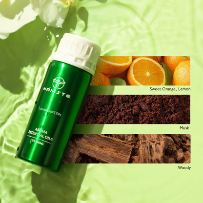 NAMSTE Lovely April Day Essential Oil for Diffusers – Citrus Orange & Lemon, Musk & Cedarwood