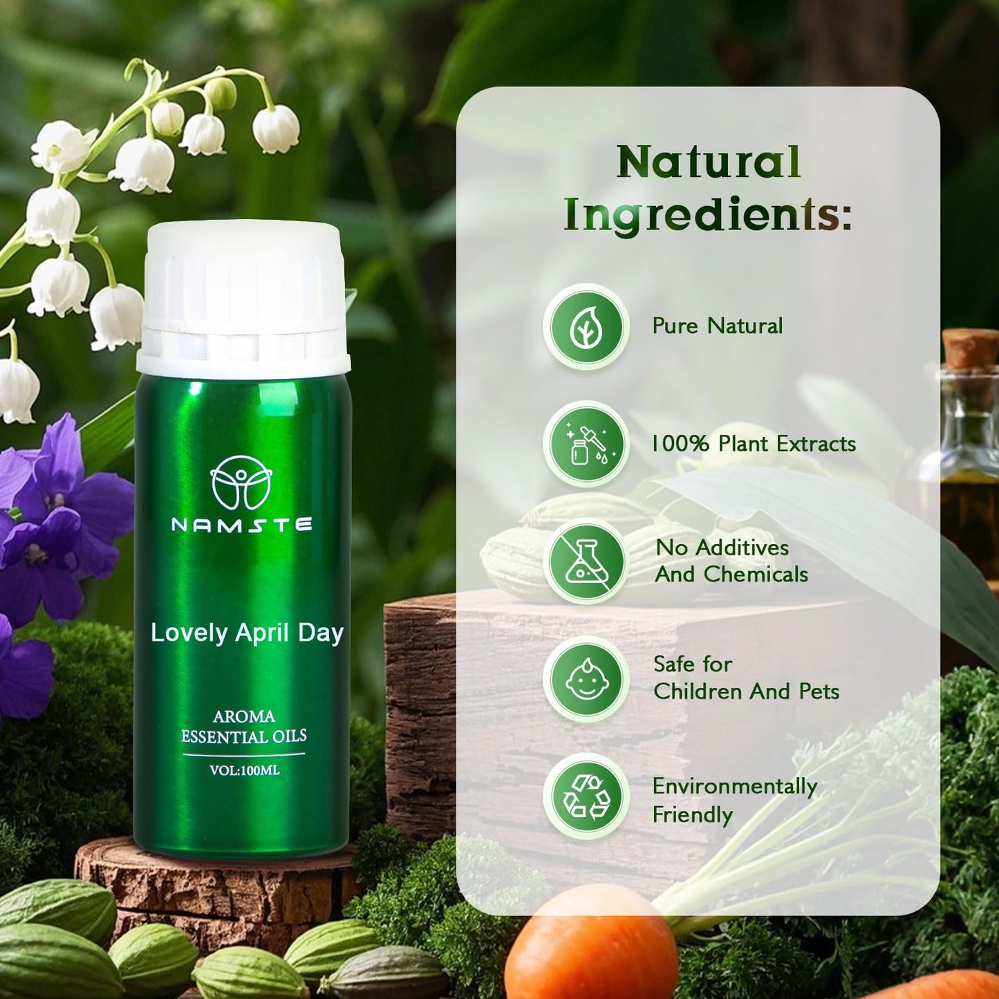 NAMSTE Lovely April Day Essential Oil for Diffusers – Citrus Orange & Lemon, Musk & Cedarwood