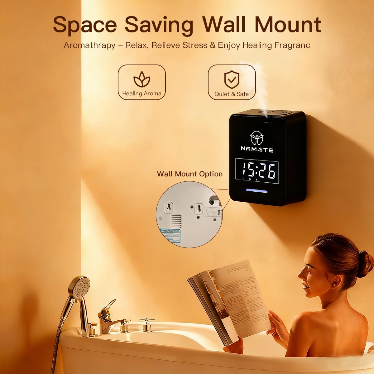 Namste Smart Waterless Diffuser — HVAC Scent Machine with Clock & Bluetooth, 3000 Sq Ft Coverage