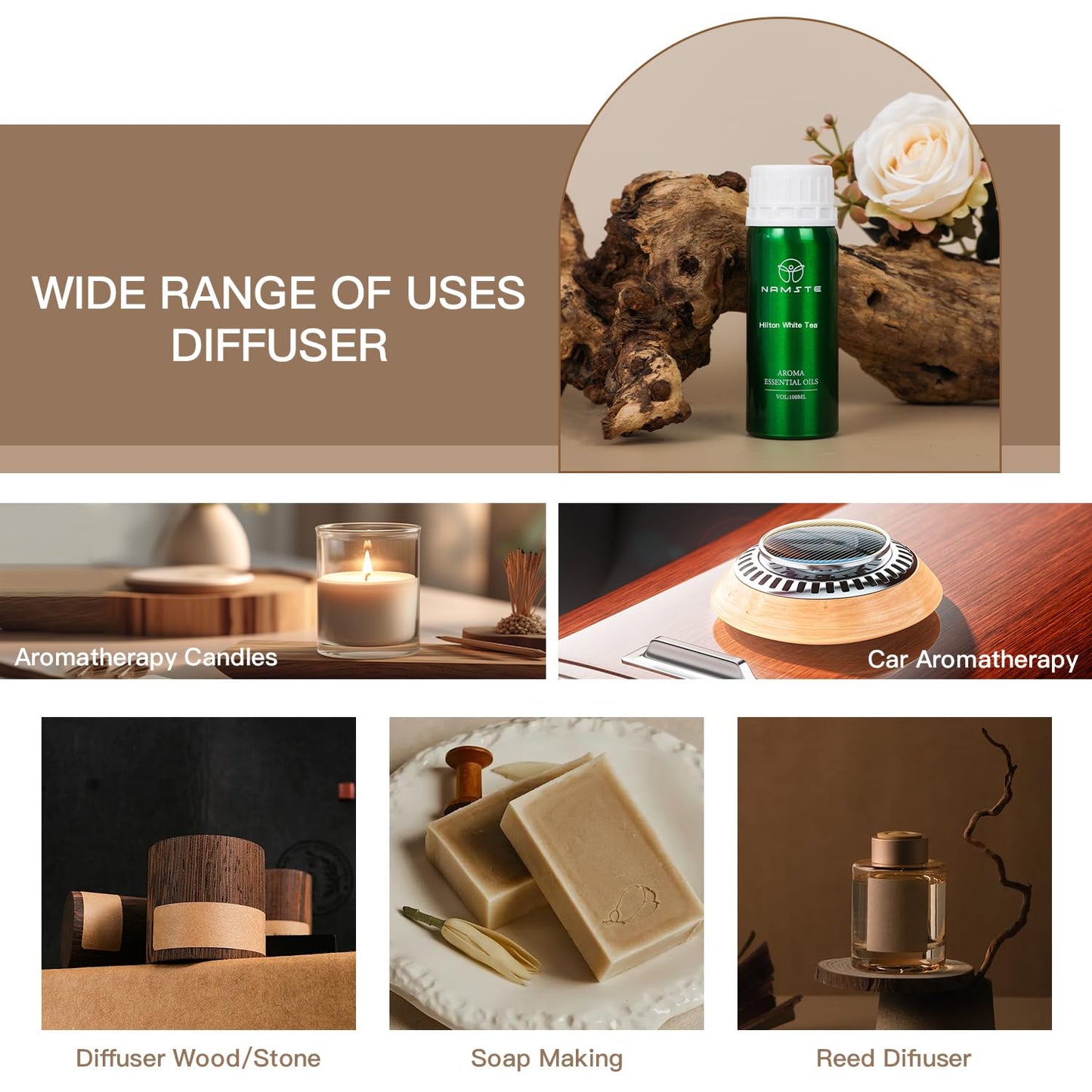 NAMSTE White Tea Essential Oil for Diffusers | Hotel-Quality Serenity at Home