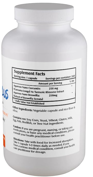 One Planet Nutrition Nano Curcumin Plus – 500 mg Veggie Capsules (240 Servings) | Joint & Immune Support