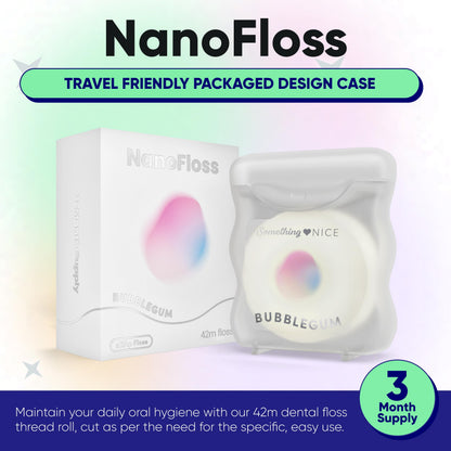Something Nice NanoFloss Threader – Bubblegum, 42M Vegan Floss with Nano Hydroxyapatite