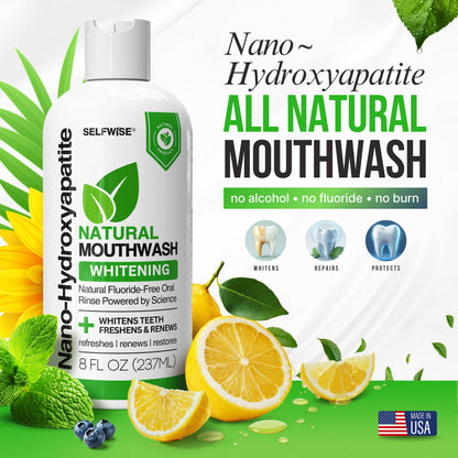Nano-Hydroxyapatite Mouthwash with Xylitol – Fluoride-Free, Alcohol-Free, Gentle Whitening & Enamel Support