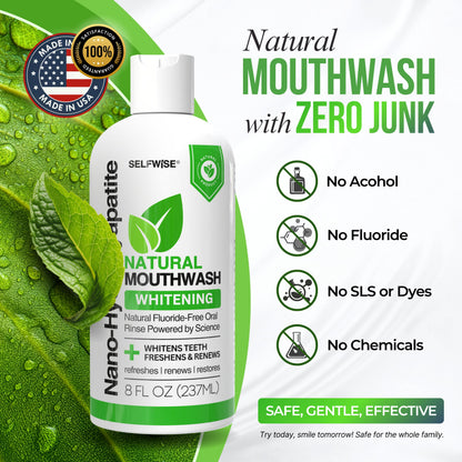 Nano-Hydroxyapatite Mouthwash with Xylitol – Fluoride-Free, Alcohol-Free, Gentle Whitening & Enamel Support