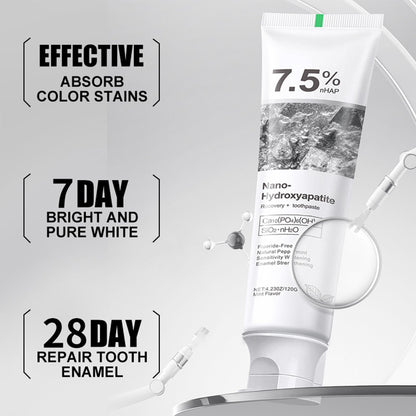 Nano-Hydroxyapatite Recovery Toothpaste 7.5% - Fluoride-Free, Sensitive Teeth Care, Peppermint Whitening (4.23 oz)