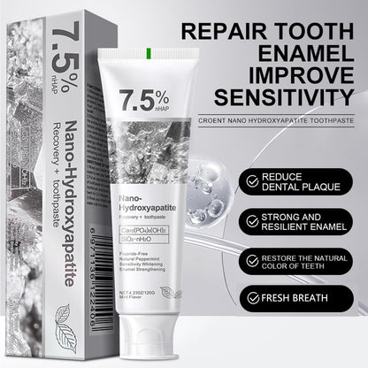 Nano-Hydroxyapatite Recovery Toothpaste 7.5% - Fluoride-Free, Sensitive Teeth Care, Peppermint Whitening (4.23 oz)