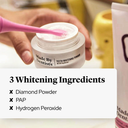 Made by Dentists Teeth Whitening Powder – Hydroxyapatite, PAP & Diamond Powder – Instant Results