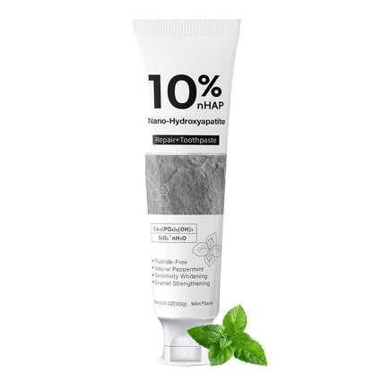 Nano-Hydroxyapatite Toothpaste - New Upgraded Formula, 10% NHA, Enamel Strengthening, Fluoride-Free, Gentle on Sensitive Teeth, 4.23oz