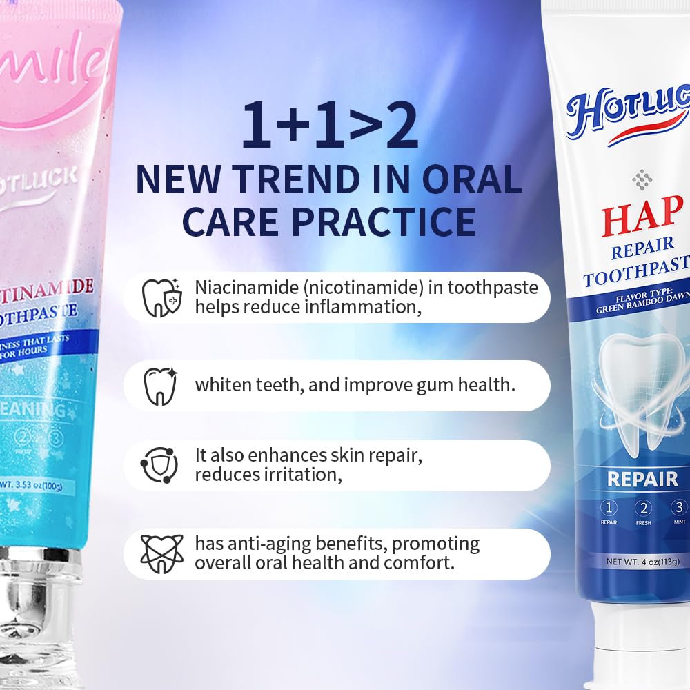 Whitening Niacinamide Toothpaste + Nano Hydroxyapatite Toothpaste – 3.53oz & 4oz