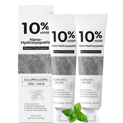 Nano-Hydroxyapatite Toothpaste, New Upgraded Formula, Strengthens Enamel, Fluoride-Free Toothpaste, Gentle on Sensitive Teeth 4.23oz 2pc