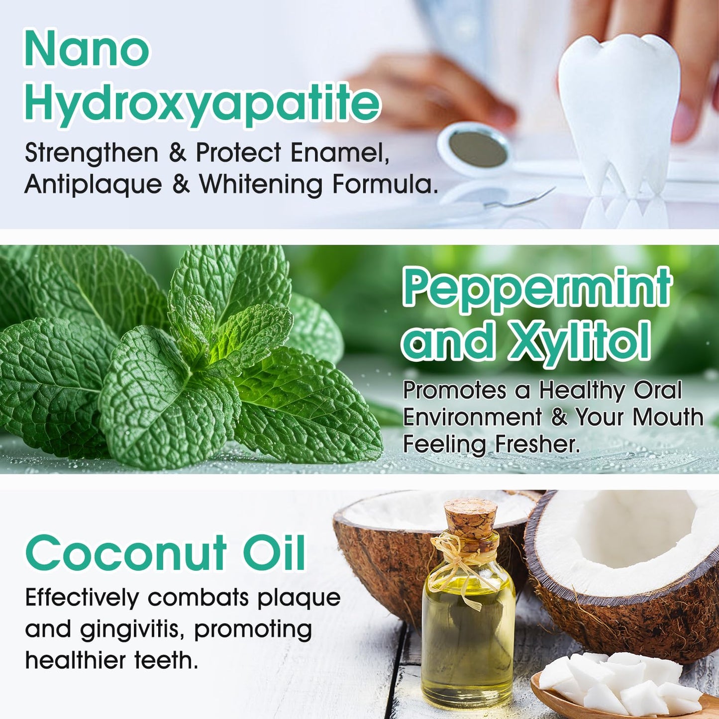 150 Tablets Chewable Toothpaste Tablets – Peppermint, Nano Hydroxyapatite, Sensitive Teeth, Fluoride Free, Plastic Free
