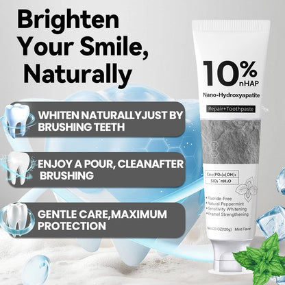 Nano-Hydroxyapatite Toothpaste, New Upgraded Formula, Strengthens Enamel, Fluoride-Free Toothpaste, Gentle on Sensitive Teeth 4.23oz 2pc