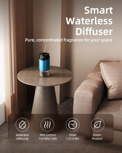 Waterless Essential Oil Diffuser - 100ml, 600 sq ft, Blue