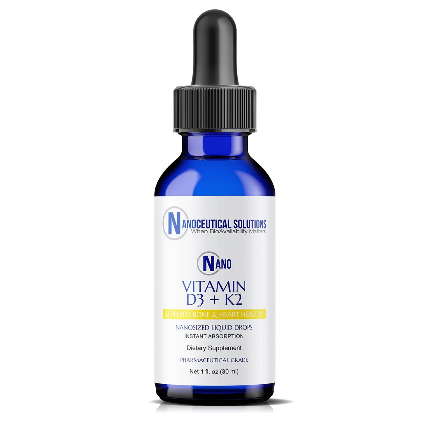 Nano Vitamin D3+K2 Nano-Particles – 5000 IU, Rapid Absorption, 1 oz (Non-GMO, Gluten Free)