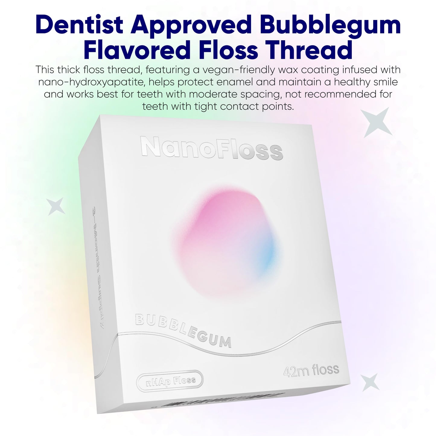Something Nice NanoFloss Threader – Bubblegum, 42M Vegan Floss with Nano Hydroxyapatite