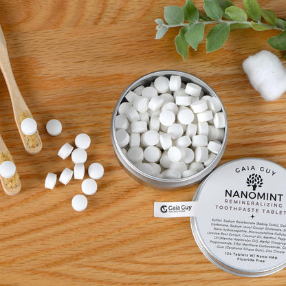 NanoMint - Remineralizing Toothpaste Tablets | Nano Hydroxyapatite | Fluoride-Free | 124 Tabs | Eco-Friendly Travel Tin