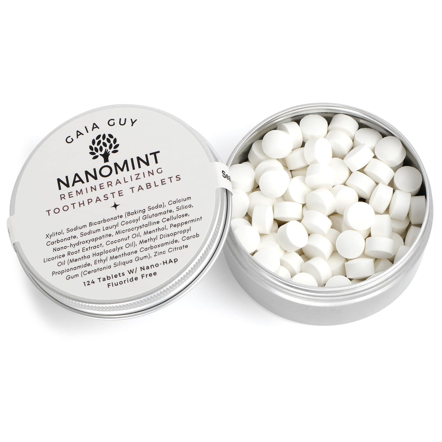 NanoMint - Remineralizing Toothpaste Tablets | Nano Hydroxyapatite | Fluoride-Free | 124 Tabs | Eco-Friendly Travel Tin
