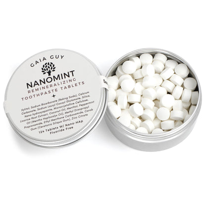 NanoMint - Remineralizing Toothpaste Tablets | Nano Hydroxyapatite | Fluoride-Free | 124 Tabs | Eco-Friendly Travel Tin