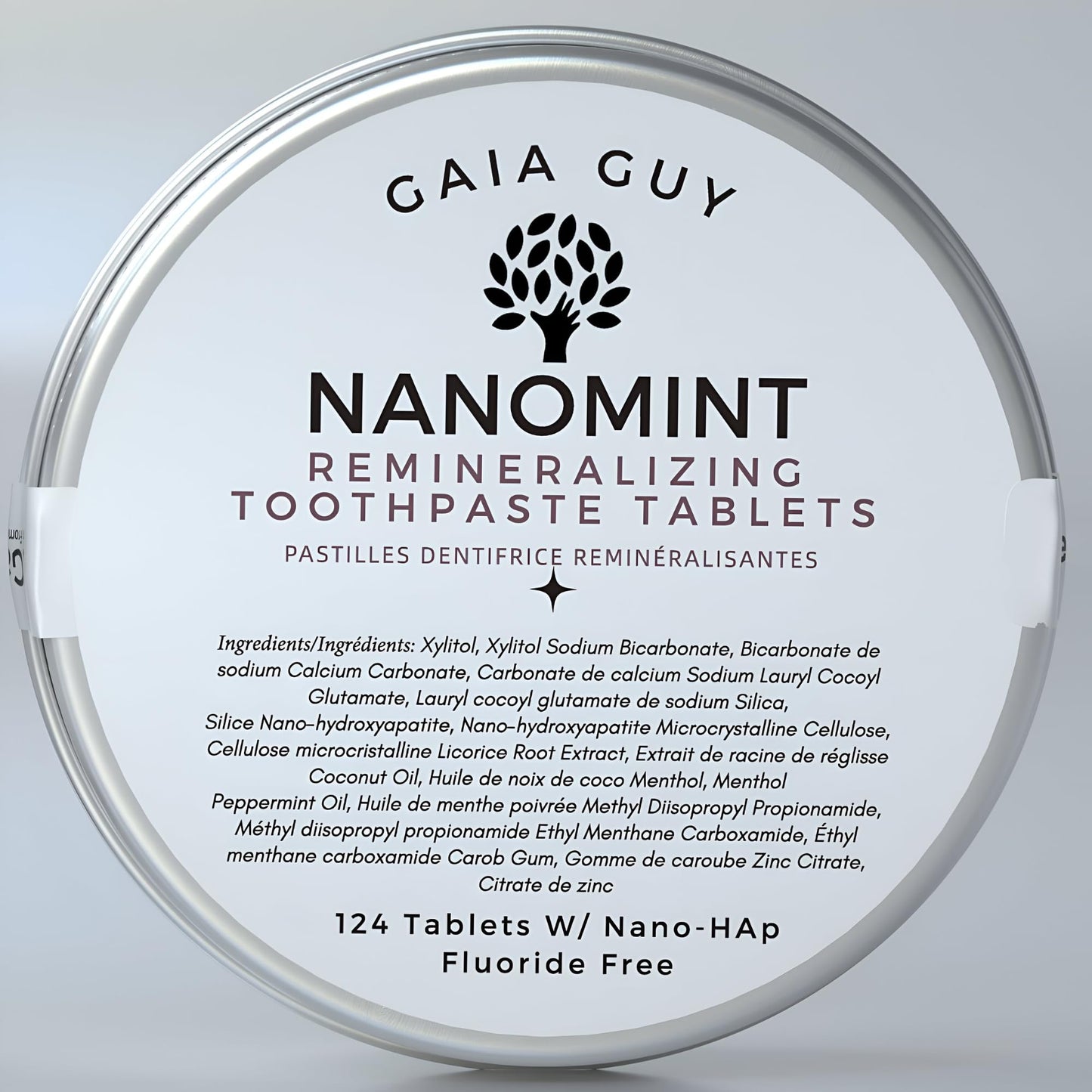 NanoMint - Remineralizing Toothpaste Tablets | Nano Hydroxyapatite | Fluoride-Free | 124 Tabs | Eco-Friendly Travel Tin