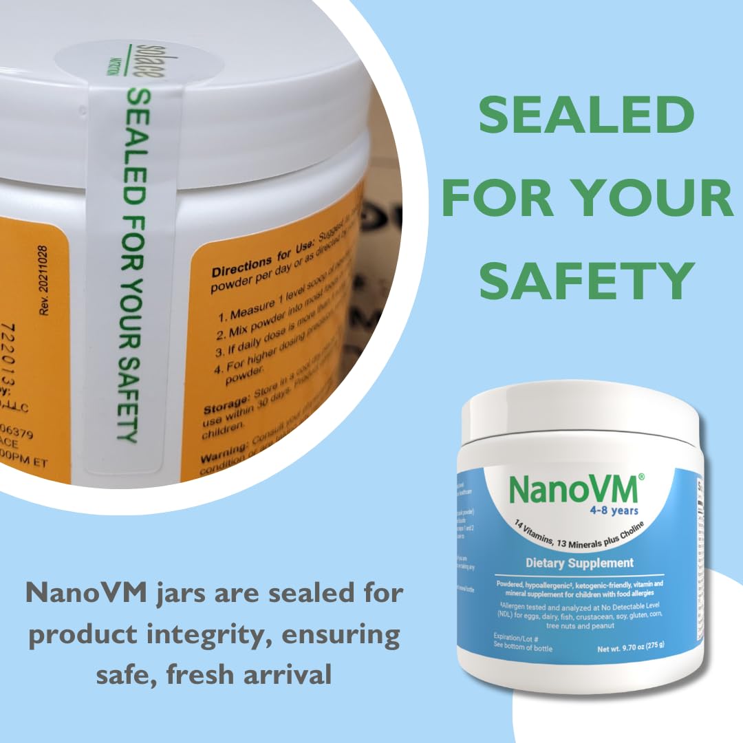 NanoVM 4-8 Years Allergen-Free Kids Multivitamin Powder | Solace Nutrition 275g