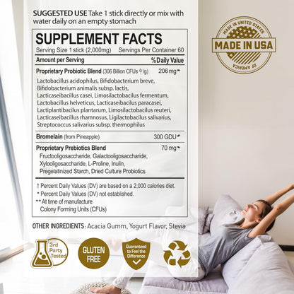 NANOWELL 12 Strains Probiotic 55 Billion CFU with Digestive Enzymes – 60 Sticks