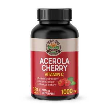 NANOWELL Acerola Cherry Vitamin C 1000mg | Immune Support | 180 Tablets