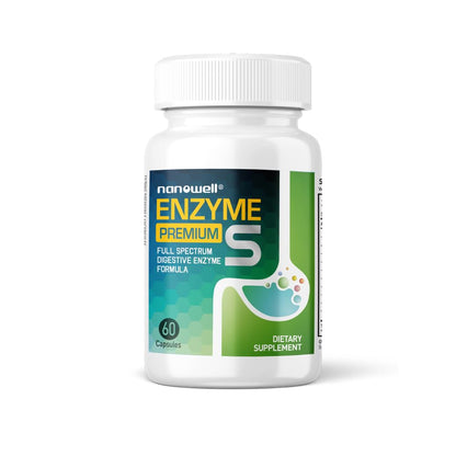 NANOWELL Enzyme Premium S - Digestive Health Multi-Enzyme (10 Enzymes) - 60 Capsules