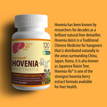 NANOWELL Hovenia-RX Milk Thistle - Liver Support Supplement with 80% Silymarin, 120 Tablets (30 Day Supply)