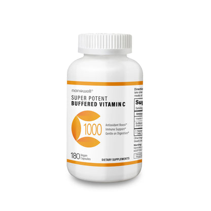NANOWELL Super Potent Buffered Vitamin C 1000 mg with Bioflavonoid Complex - Immune Support, Antioxidant & Skin & Joints