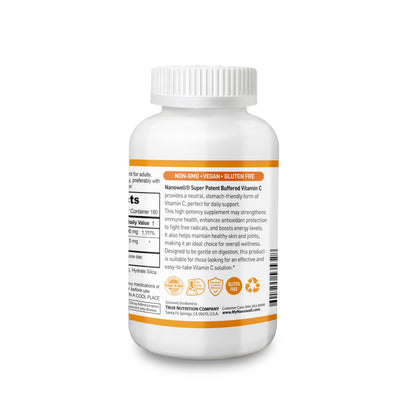 NANOWELL Super Potent Buffered Vitamin C 1000 mg with Bioflavonoid Complex - Immune Support, Antioxidant & Skin & Joints