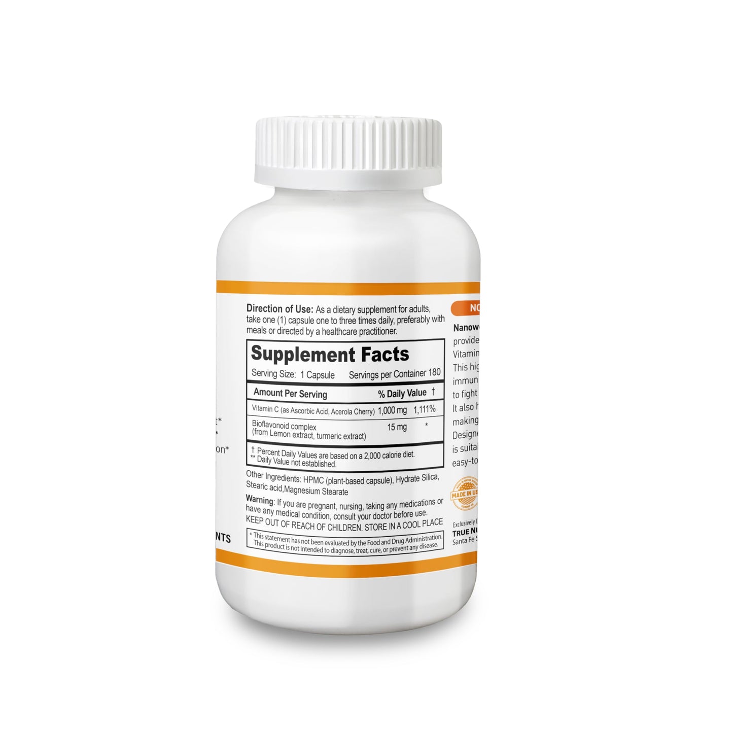 NANOWELL Super Potent Buffered Vitamin C 1000 mg with Bioflavonoid Complex - Immune Support, Antioxidant & Skin & Joints