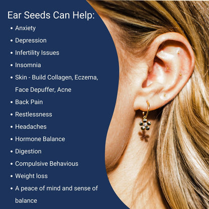 NAO Wellness 24K Gold Ear Seeds – Auriculotherapy Kit (20 Seeds) for Adults & Kids | 40+ Solutions
