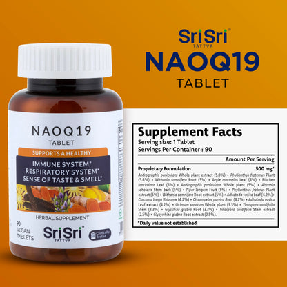 NAOQ19 Immunity Support – 19-Herb Ayurvedic Formula | Sri Sri Tattva | 90 Capsules