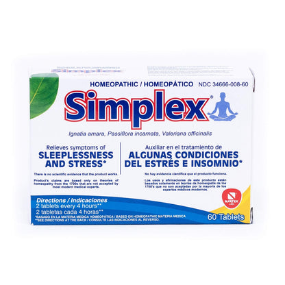 Nartex Simplex Homeopathic Sedative Tablets, 60 Count | Natural Stress & Sleep Support
