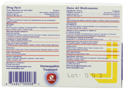 Nartex Simplex Homeopathic Sedative Tablets, 60 Count | Natural Stress & Sleep Support