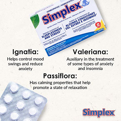 Nartex Simplex Homeopathic Sedative Tablets, 60 Count | Natural Stress & Sleep Support