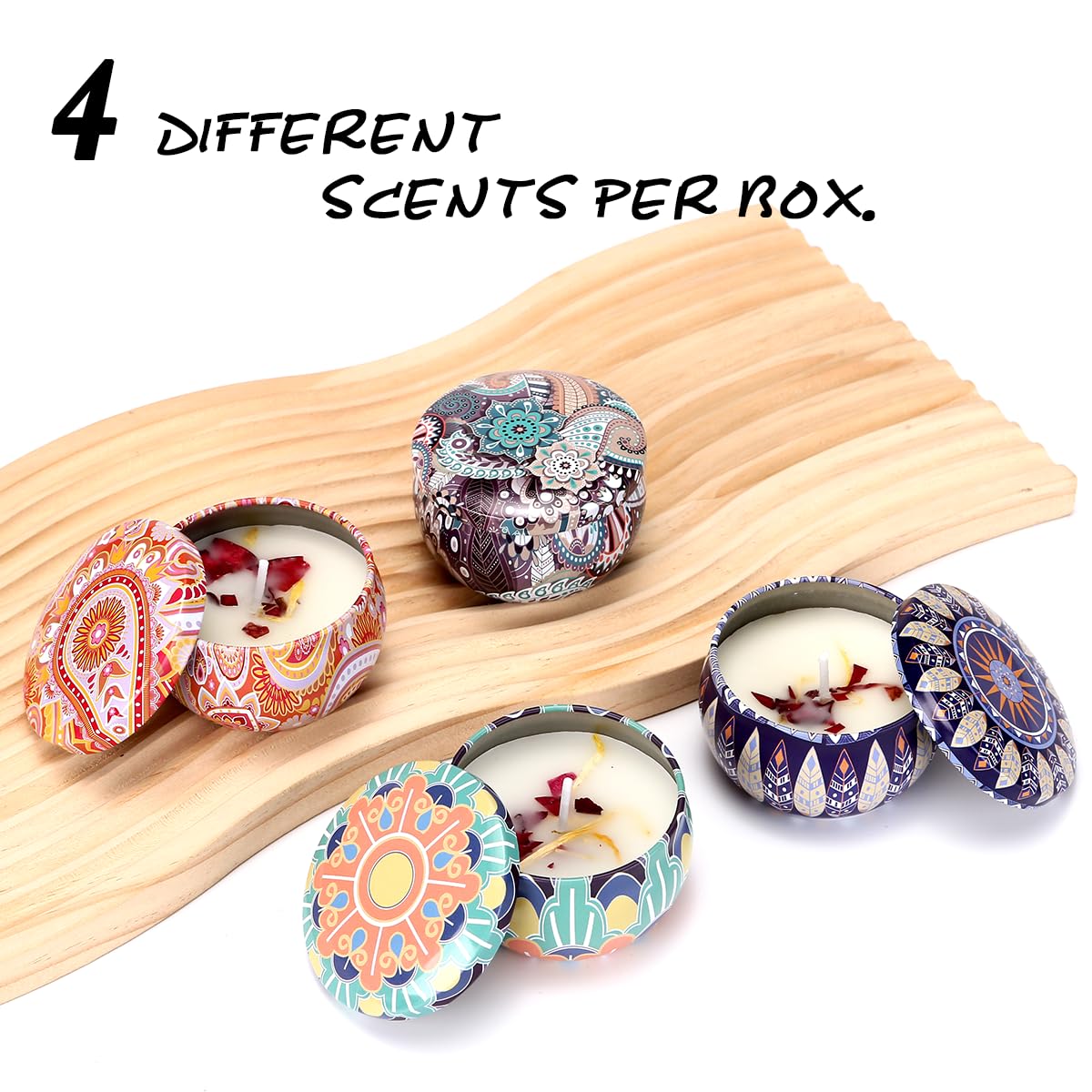 Naruning 4 Pack Aromatherapy Candles – Long-Lasting Soy Wax, Lavender & White Peach, Lemon & Milk Vanilla