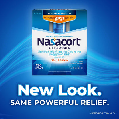 Nasacort 24HR Allergy Nasal Spray for Adults – Non-Drowsy, Alcohol-Free, 120 Sprays