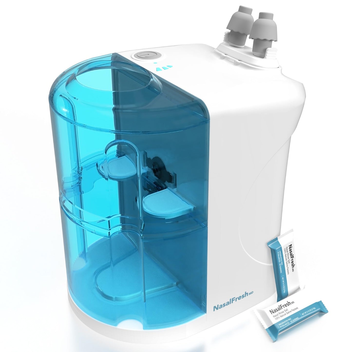 NASALFRESH MD Dual Powered Nasal Irrigation System – Rechargeable, 30 Saline Packets, 2 Nose Pillow Sets
