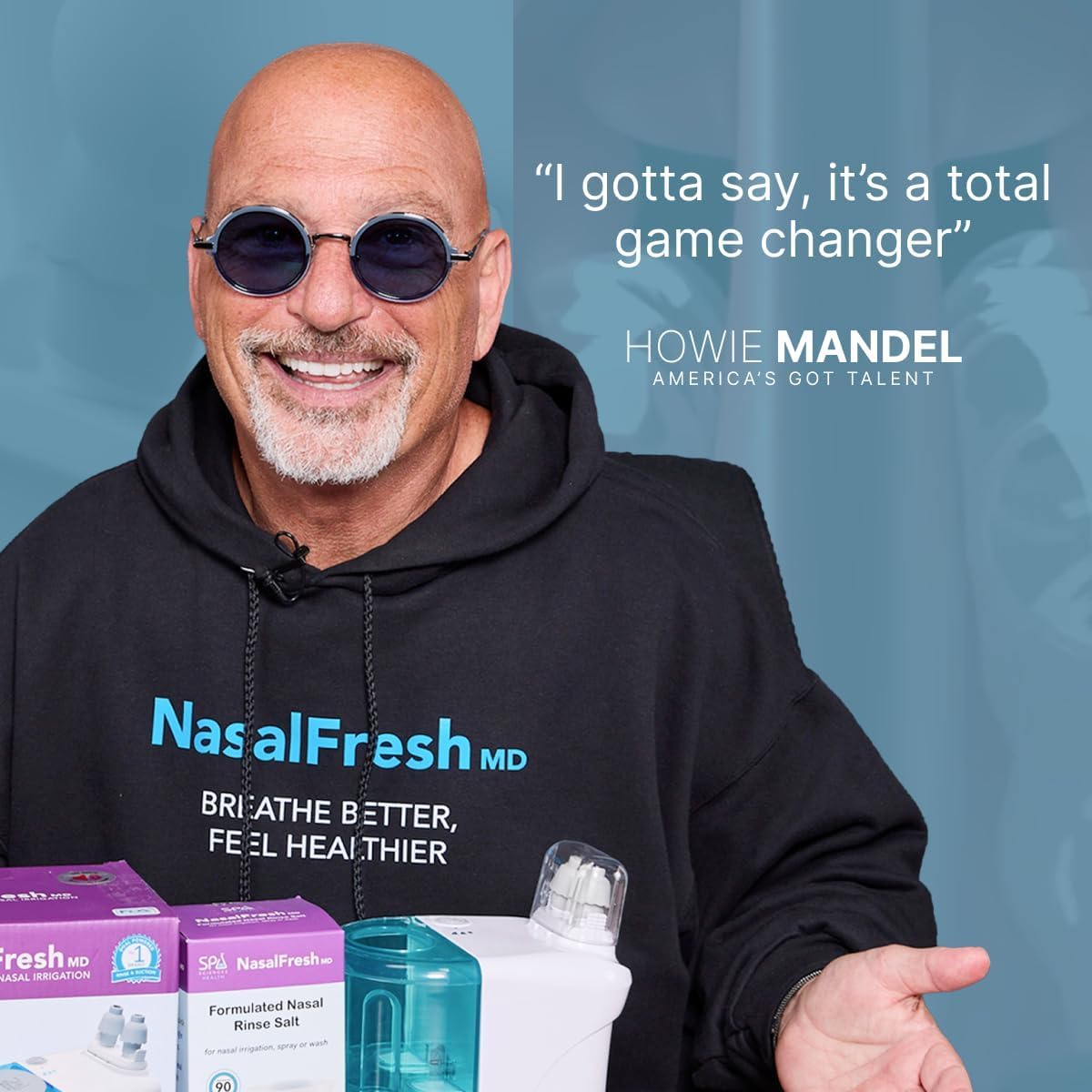 NASALFRESH MD Dual Powered Nasal Irrigation System – Rechargeable, 30 Saline Packets, 2 Nose Pillow Sets