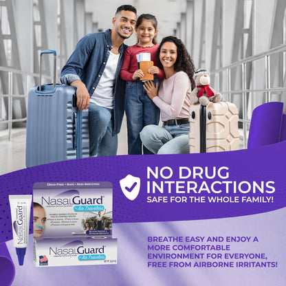 NasalGuard Airborne Particle Blocker Nasal Gel for Travel – Drug-Free, Unscented, 150+ Applications (0.1 oz)